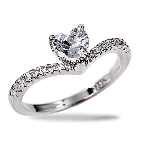 🎁 Sweet Pure CZ Cubic Twisted Lovely Diamonds Heart Rings for Women,MARR9071 - Picture 1 of 2